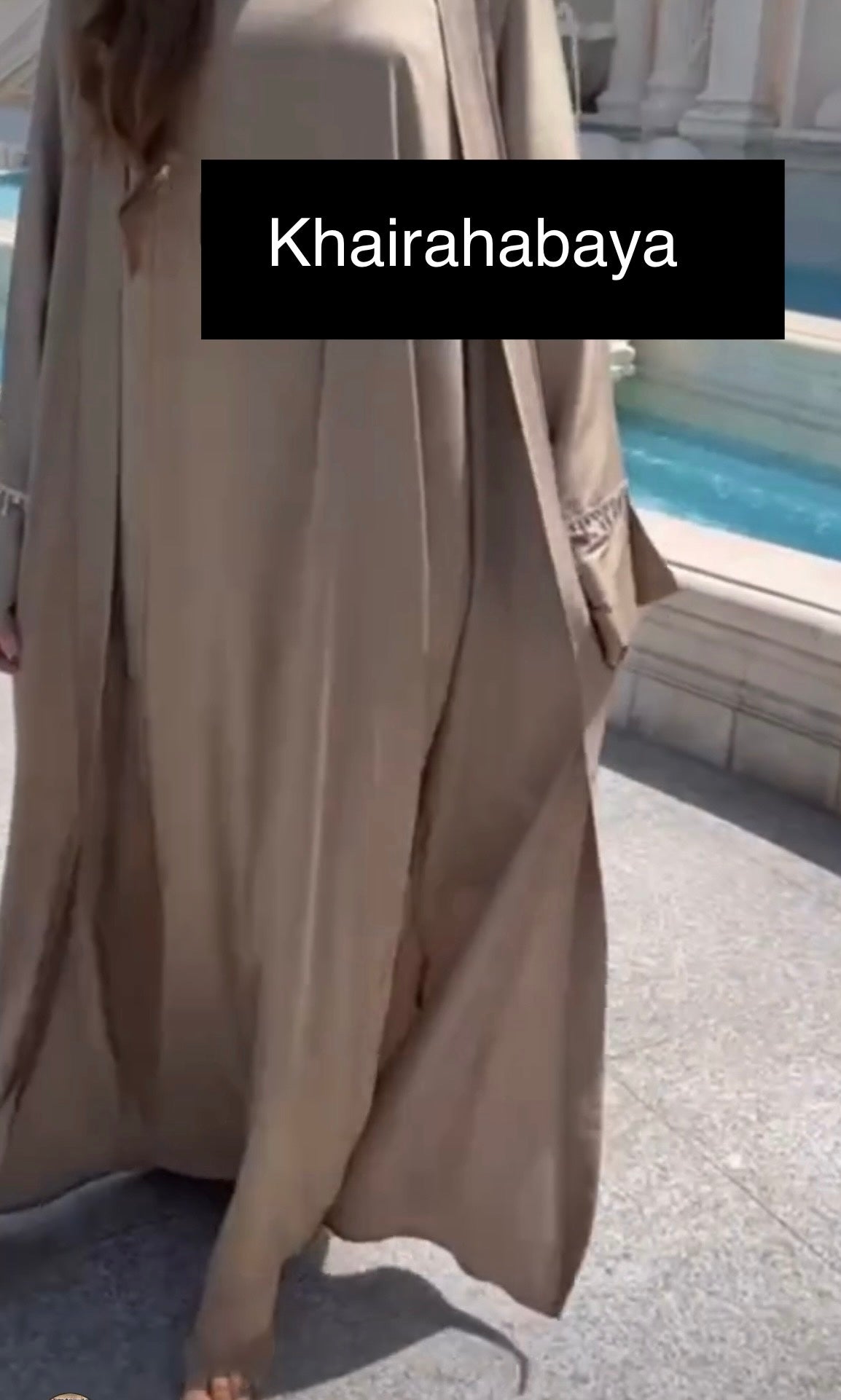 3 Piece Satin Cream cut hand Kaftan Style Abaya