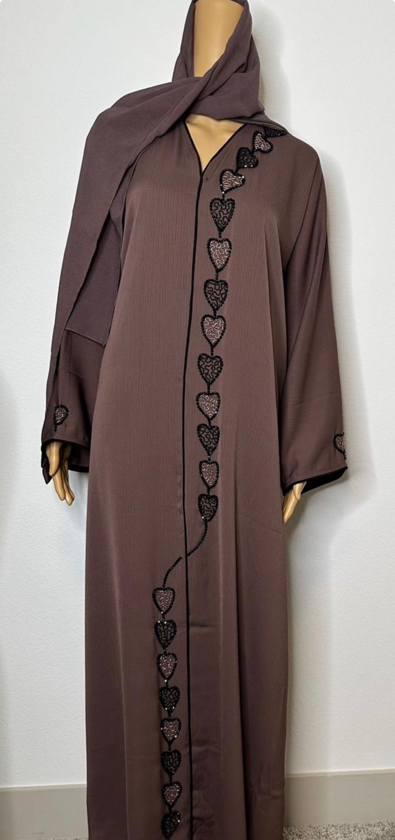 Dark brown with heart rhinestone