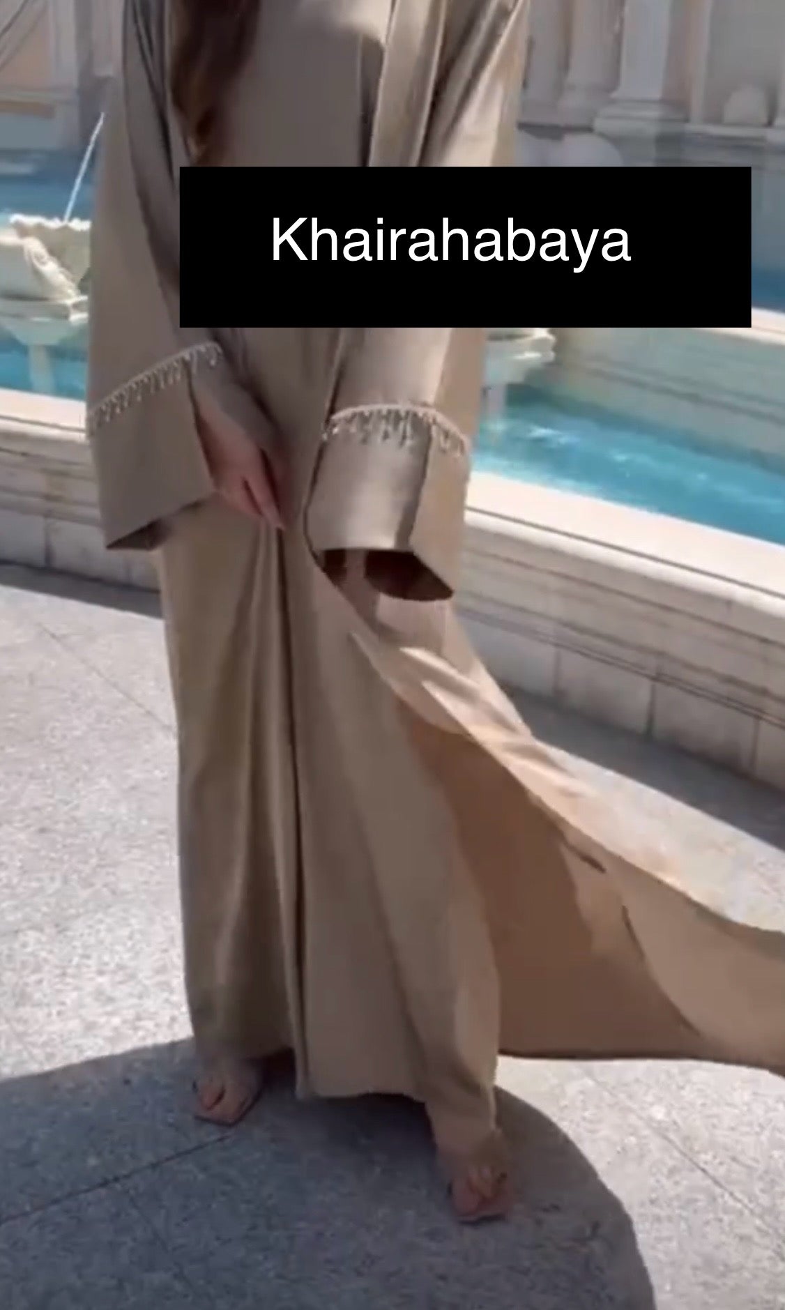 3 Piece Satin Cream cut hand Kaftan Style Abaya