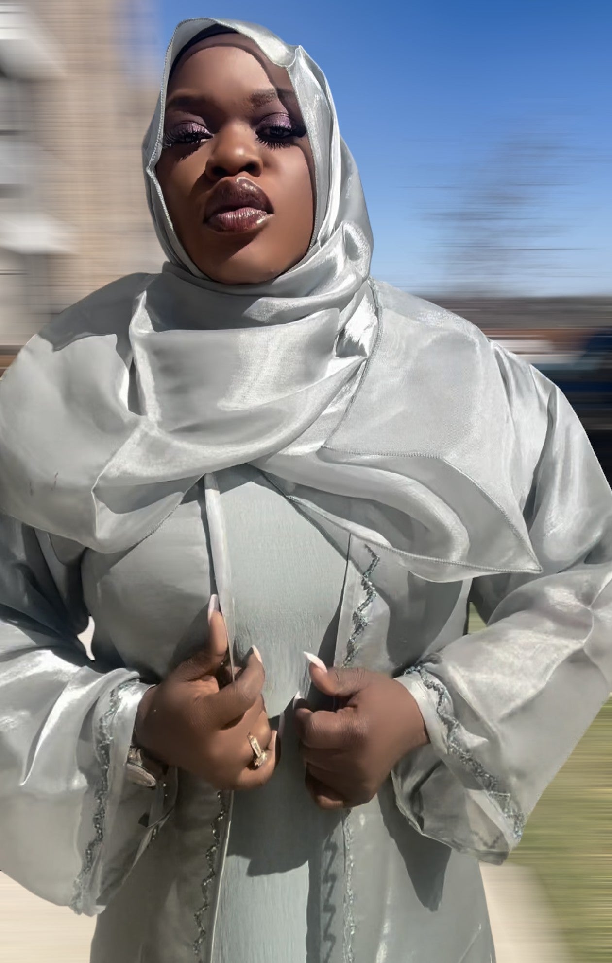 Luxury Olive 3 piece Abaya kimono with Matching Scarf