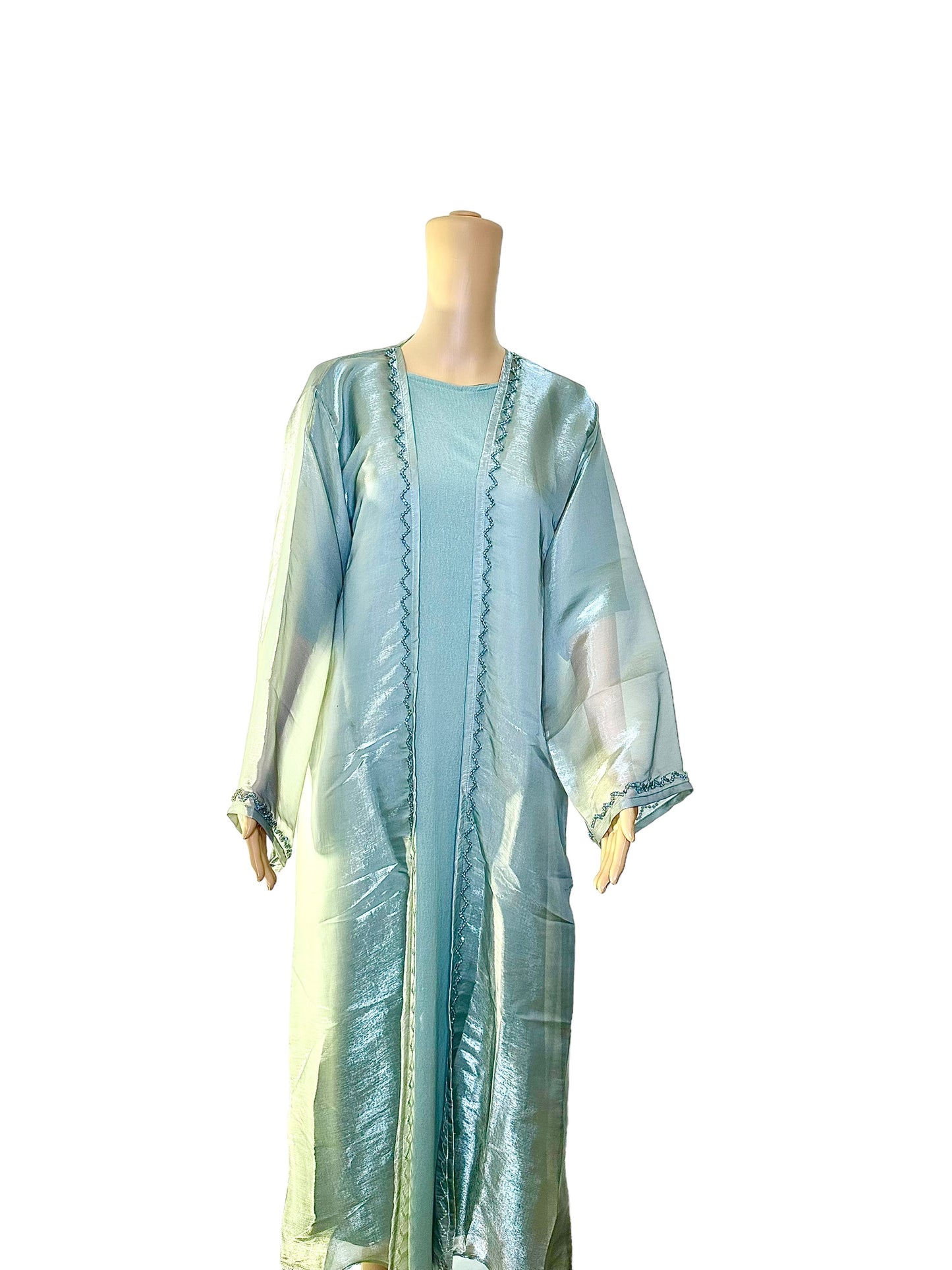 Luxury Olive 3 piece Abaya kimono with Matching Scarf