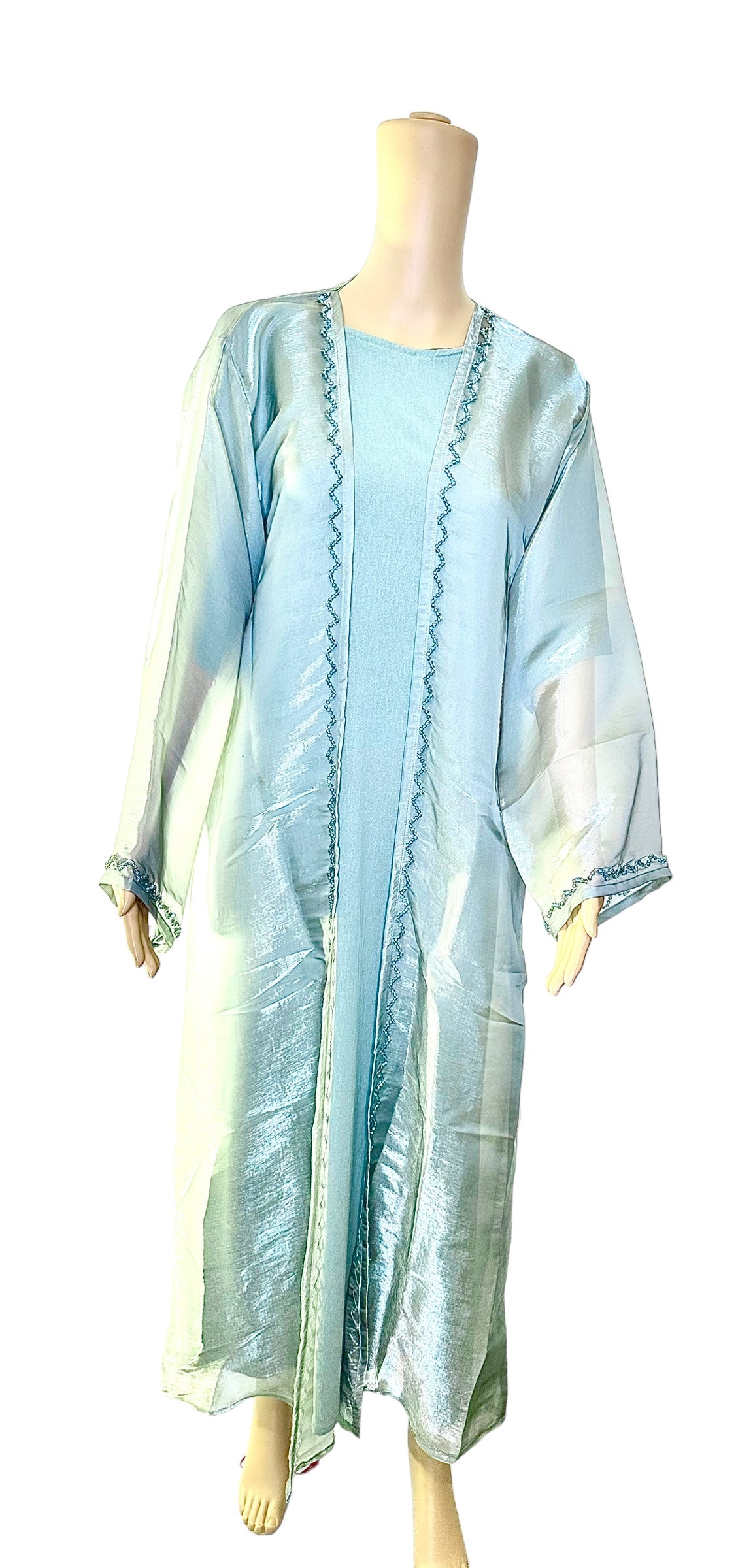 Luxury Olive 3 piece Abaya kimono with Matching Scarf