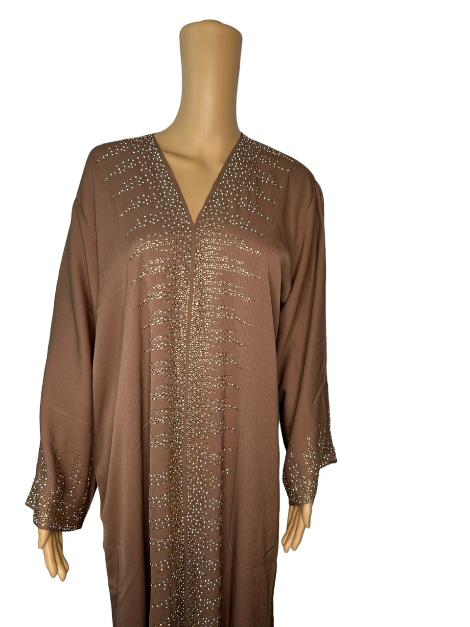 Brown closed Kaftan with rhinestones