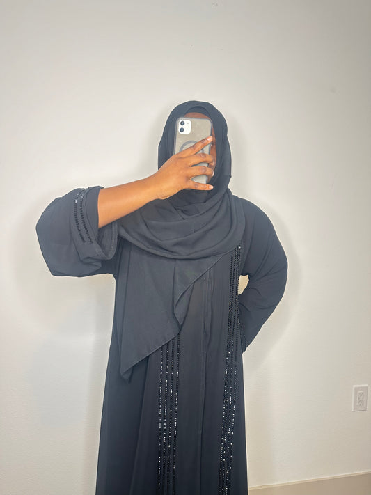 Long Flowing Abaya Kaftan with Rhinestone on both side